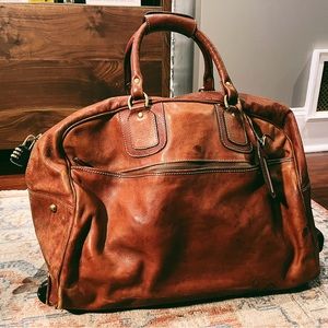 VINTAGE GHURKA LEATHER ROLLING DUFFLE BAG
